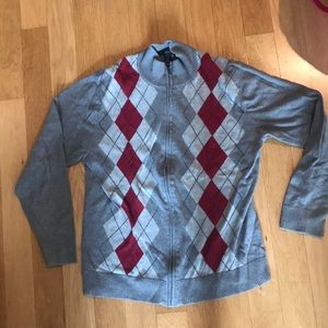 Like new men’s argyle zip up sweater